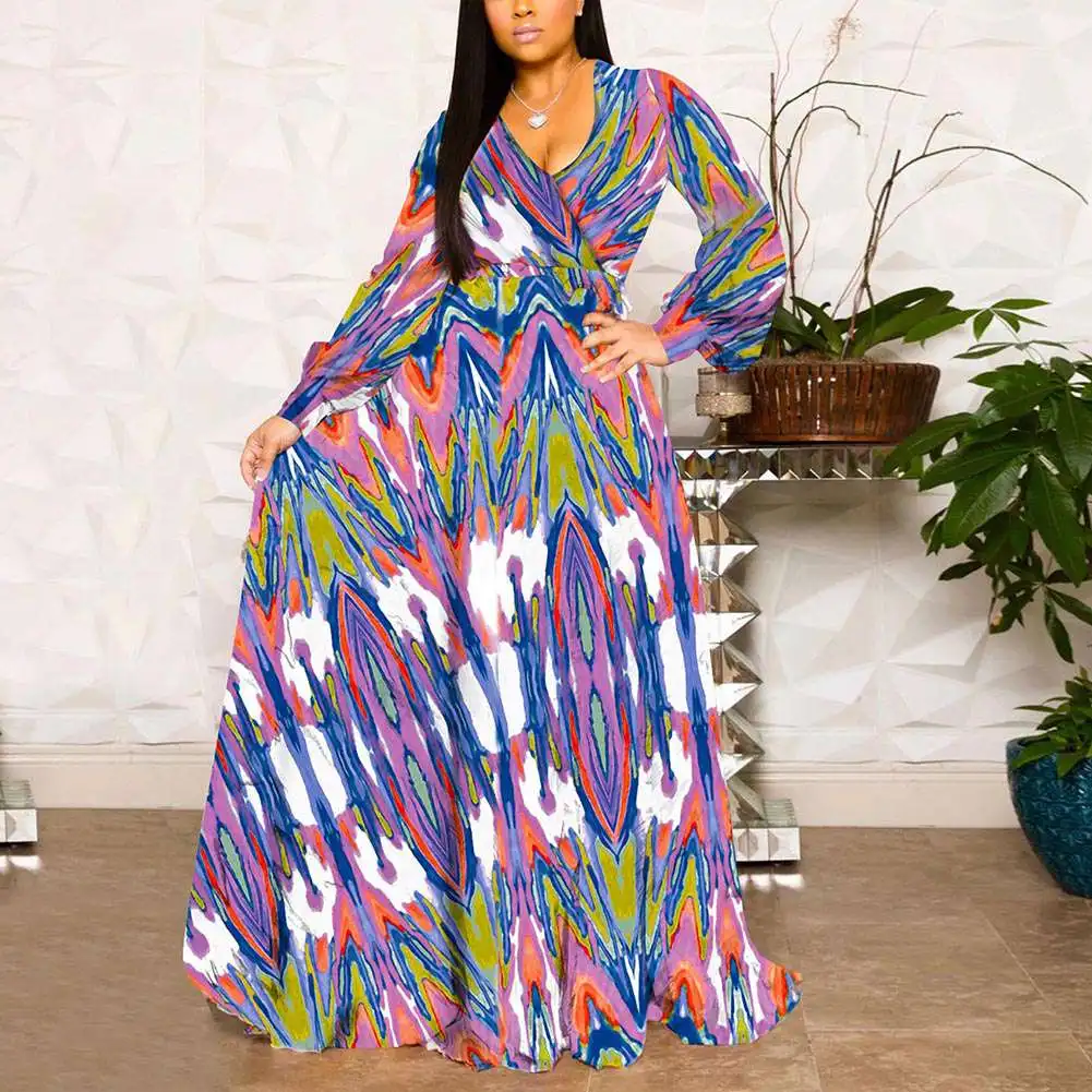 Fadzeco African Plus Size Dresses For Women Robe Loose Dress Dashiki Batik Floral Wax Print Lady Clothing African Gown For Women