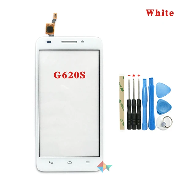 Высокое Качество 5," для huawei Ascend G620 G620S сенсорный экран дигитайзер Переднее стекло объектив сенсорная панель - Цвет: G620s white With Too