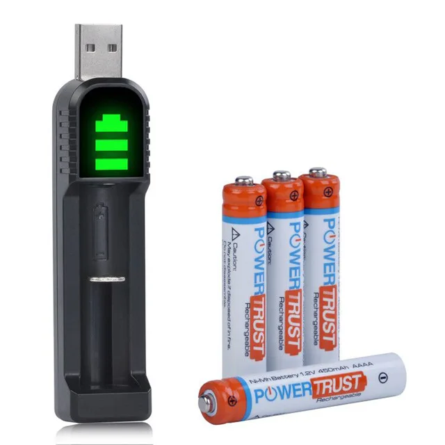 Rechargeable AAAA Battery and AAAA USB Charger for Surface Pen Batteries  Alarm Clocks Flashlights and Other Electronic Toys