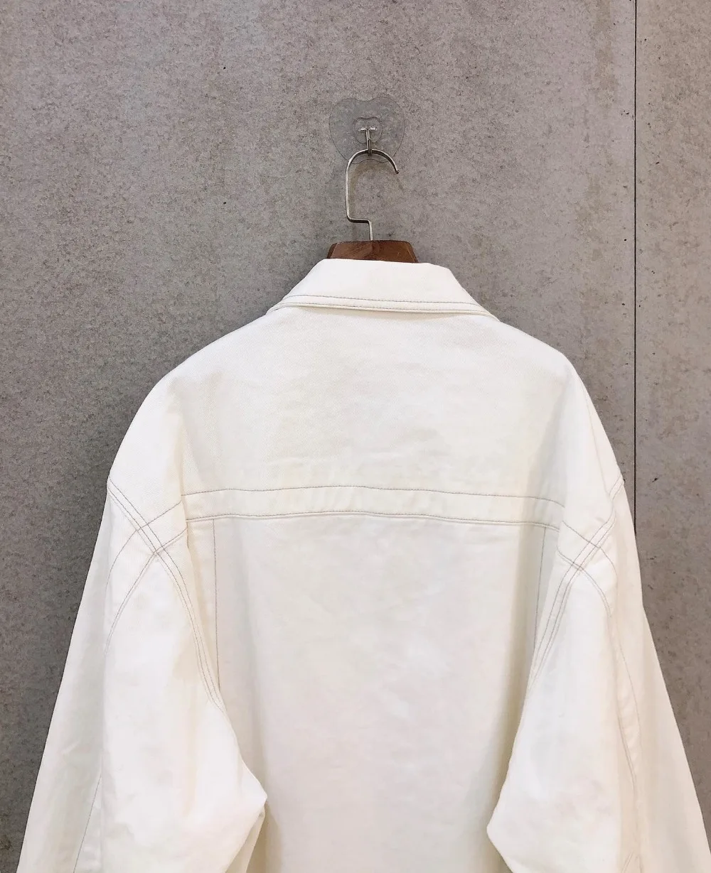 2019FW Осенняя повседневная женская Свободная джинсовая куртка пальто женская верхняя одежда оверсайз пальто 2 цвета rsmx 9,29