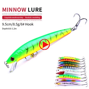 

10PCS MINNOW FISHING LURE ISCA ARTIFICIAL SINKING 95MM/8.5G FISHING LURE HARD BAIT SWIMBAIT SOUPLE LEURRE BLACK MINNOW PECHE LEU