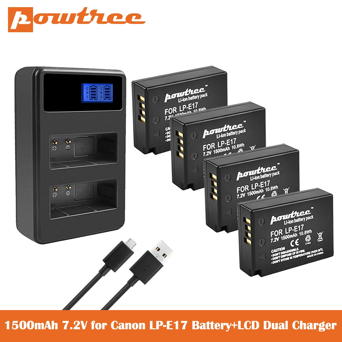 Powtree LP E17 LPE17 цифровой батарейный блок + USB ЖК дисплей двойной Зарядное устройство