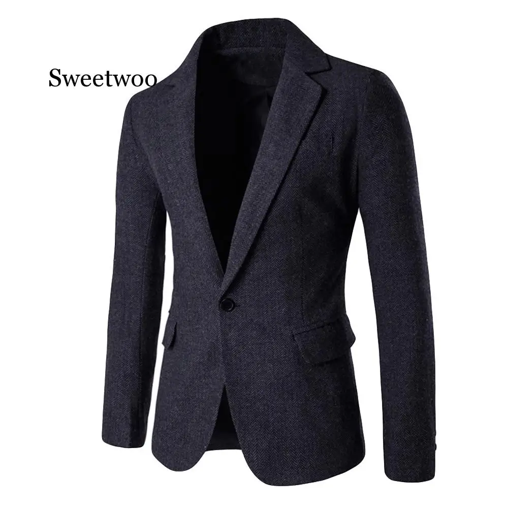 Men's Jacket Casual Pure Color Single Button Long Sleeve Suit Jacket Coat blazer men jackets and coats