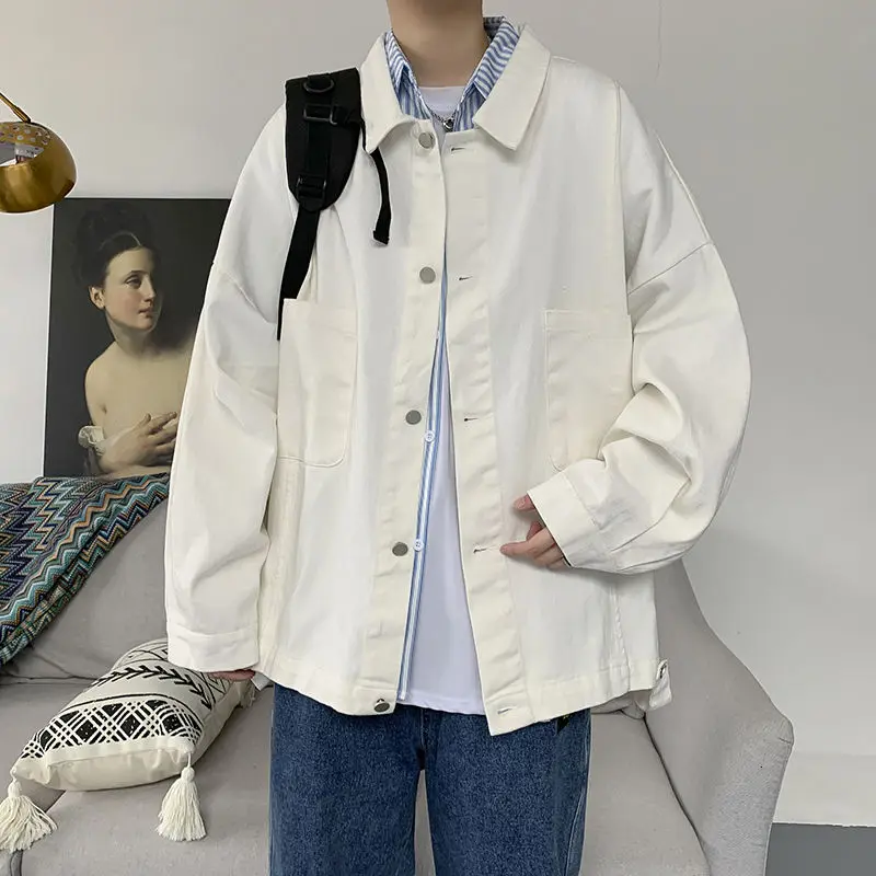 

Autumn Thin Jacket Men's Fashion Solid Color Cotton Casual Jackets Mens Streetwear Wild Loose Hip-hop Bomber Jacket Men M-2XL