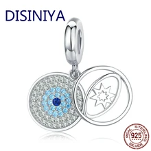 Серебро 925 ювелирные изделия голубой сглаза двойной кулон Шарм для оригинального браслета или ожерелья ювелирные изделия аксессуары ZSCC371365