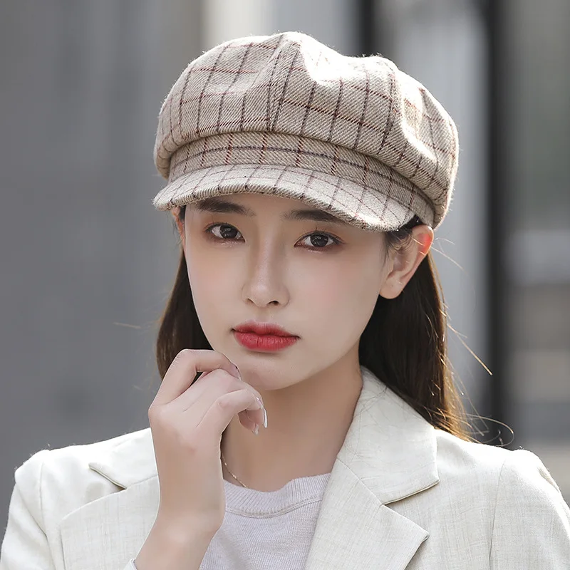 

Retro Hat Driver Flat Cap Tweed getting England Style Classic Octagonal Hats Beret Octagonal Cap Ancient Newsboy Female Painte