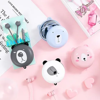 

2020 Sharkbang New Arrival 2pcs/set Kawaii Korean Bear Candy Sports Earphones With Headset Storage Case Box Headphone Cheap Set