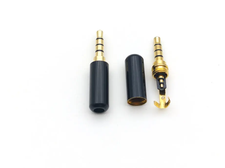 100pcs BRASS 1/8" 3.5mm male 4 pole stereo plug Repair Headphone Cable Solder CONNECTOR New