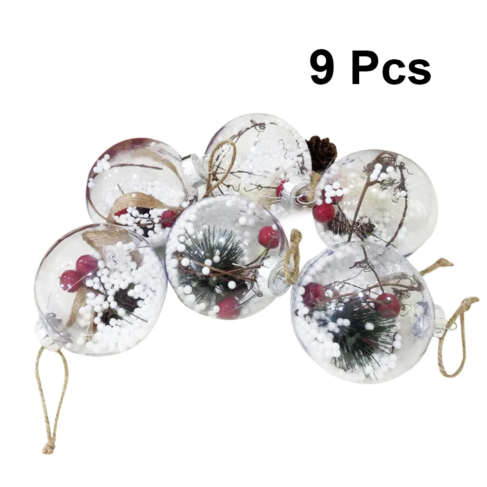 

9pcs Christmas Tree Pendants Plastic Toys Baubles Xmas Hanging Decor Christmas Ball Ornament for Shop Office Home