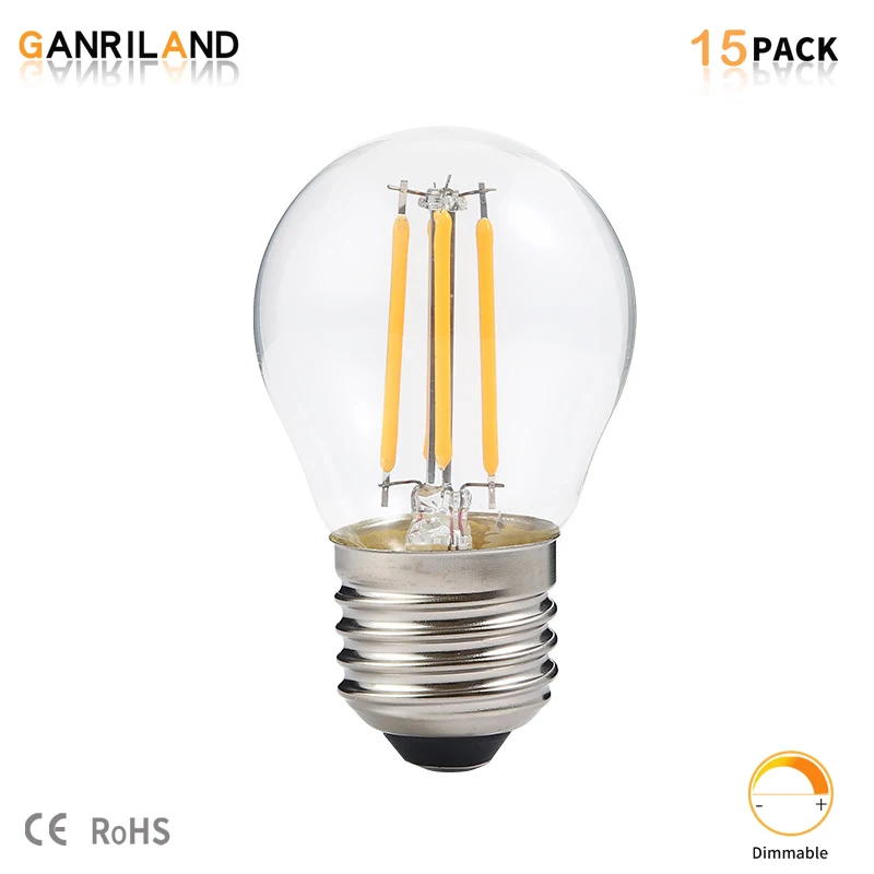 15pcs/lot G45 E27 Retro Edison LED Filament Bulb Lamp 110V 220V Light Bulb Glass Bulb Vintage Chandeliers Candle Light