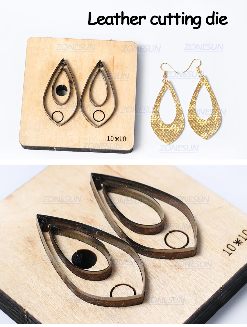 ZONESUN H8 DIY Custom Cutter Leather Earring Cutting Die Leather Cut Out Earring For Steel Rule Die Cutting Machine Press Tools