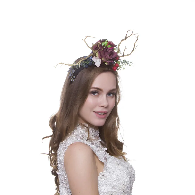 Рождественский ободок Ever Fairy для женщин, Цветочные Длинные большие рога, Искусственный Подсолнух, акриловые бусины, богемные цветочные повязки для волос для женщин