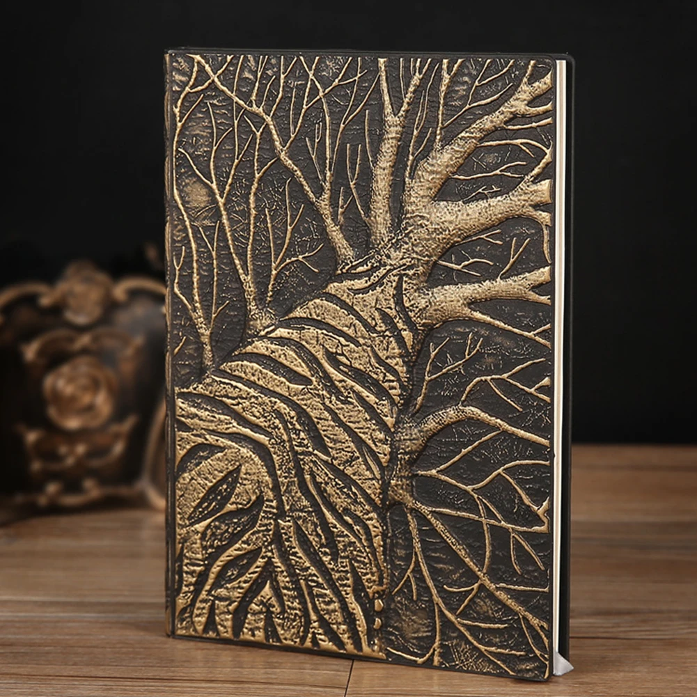 

Notebook Hardcover Vintage Lined Birthday Handmade Embossed Writing Retro 3D Tree Travel Journal Diary PU Leather Anniversary A5