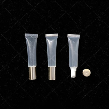 

Free Shipping Refillable 8ml Lip Balm Container Empty Lipstick Cream Package Plastic Bottle Cosmetic Lipgloss Soft Tube Gold Cap