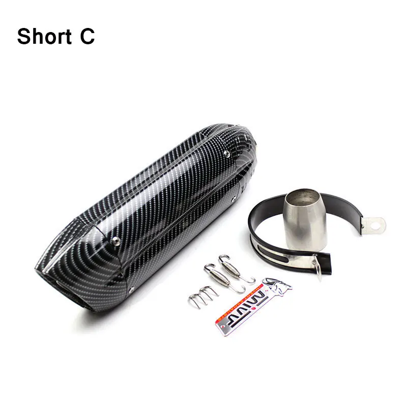Short C Универсальный Мотоцикл выхлопная труба Akrapovic Escape Moto MIVV глушитель скутер дБ убийца длинные/короткие для Kawasaki ER6N R3 ATV велосипед - Цвет: Short C