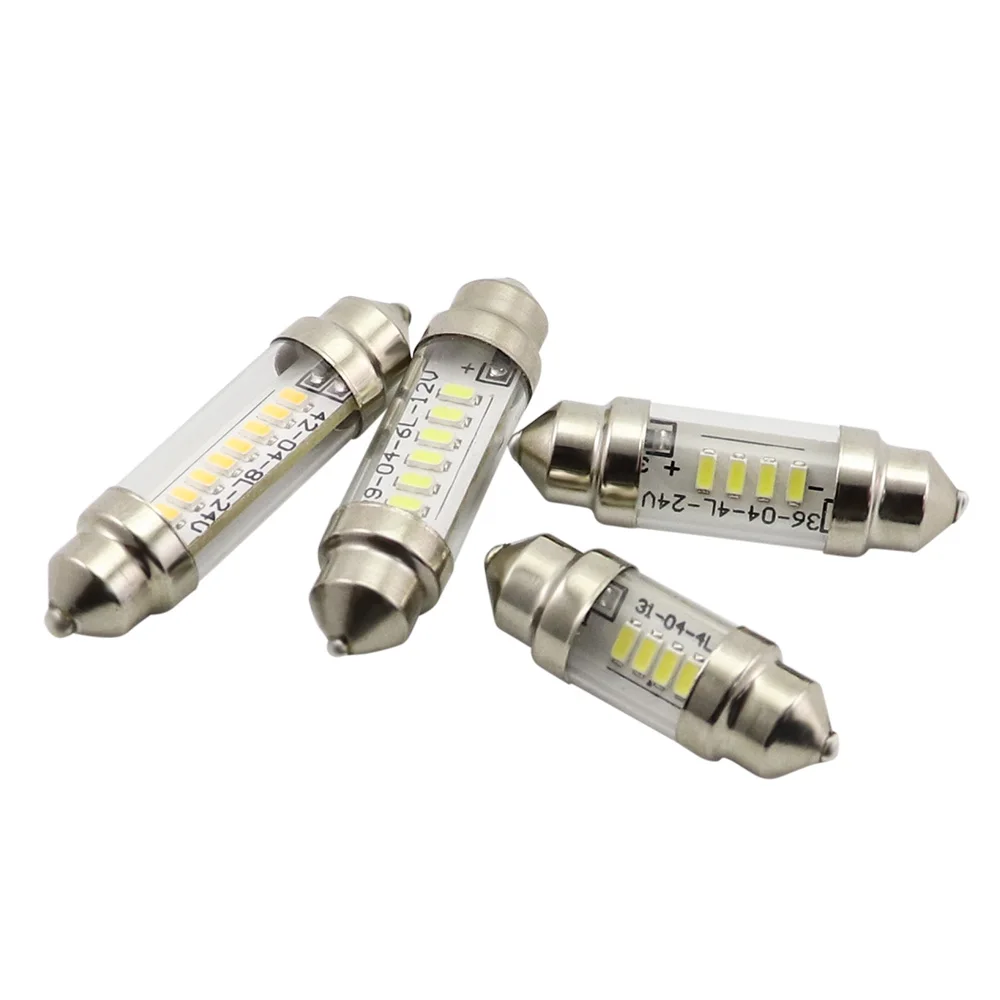 4Pcs C5w led 36mm 5630 SMD 6 LED Ampoule Lampe Dme Festoon C5w Led DC 12V