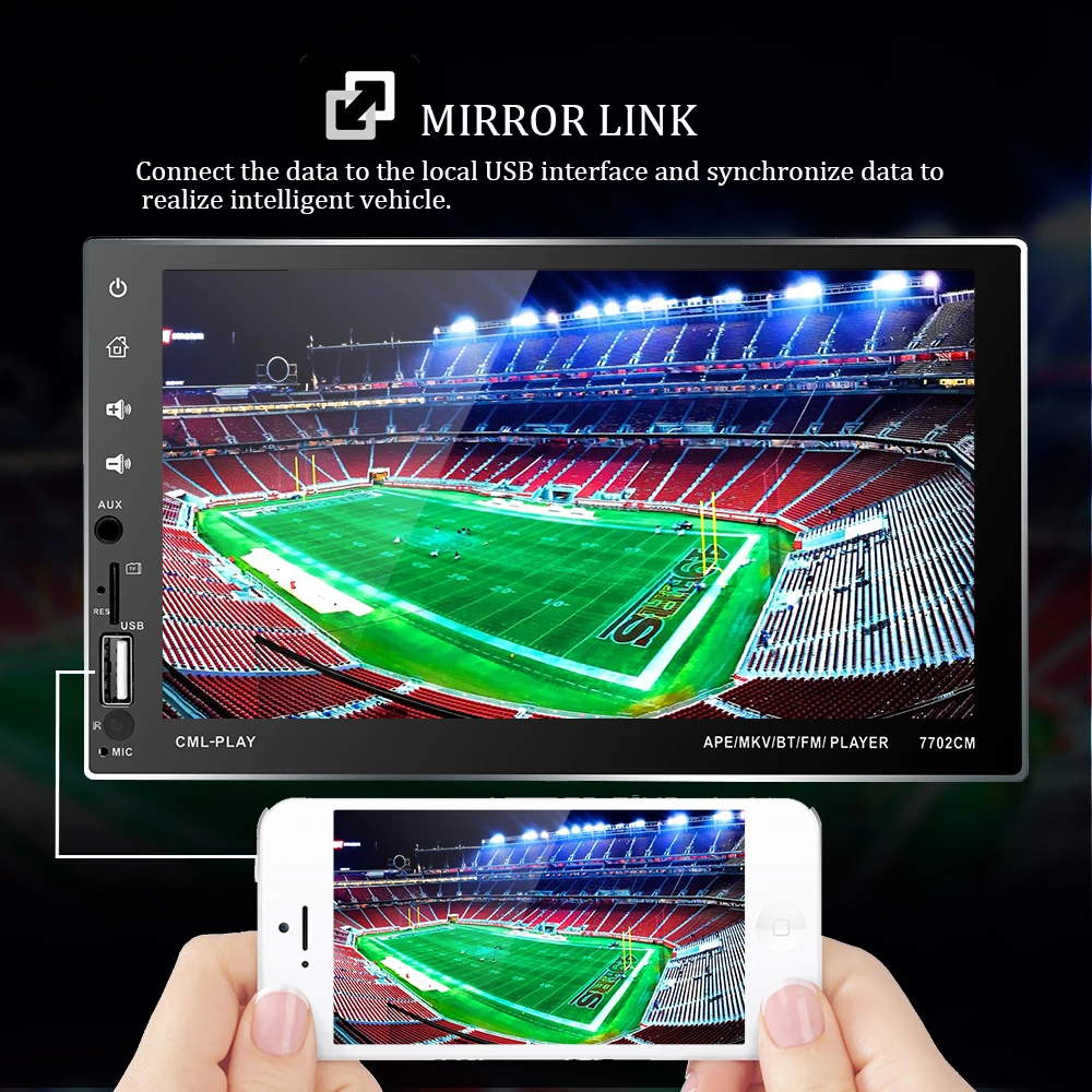 Автомагнитола AMPrime 2 din Mirror Link(для телефонов Android) Авторадио " MP5 Bluetooth стерео радио MP3 двойной USB мультимедийный плеер