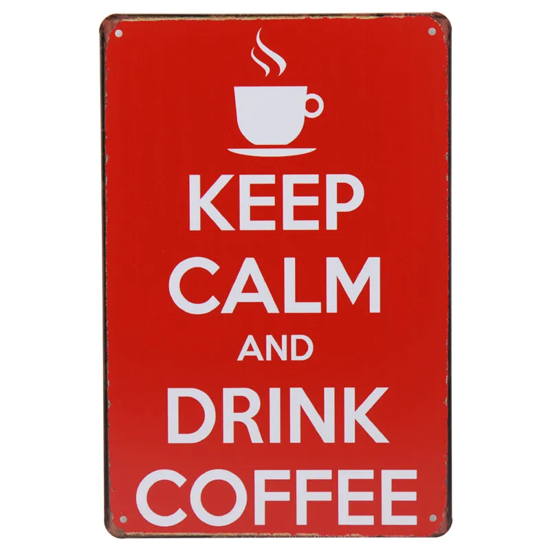 30X20 см сохраняйте спокойствие и пить кофе жестяная вывеска Тинтин бар паб кафе вывески декор для стен в винтажном стиле металлическая табличка Rerto тарелка плакат H83 - Цвет: D