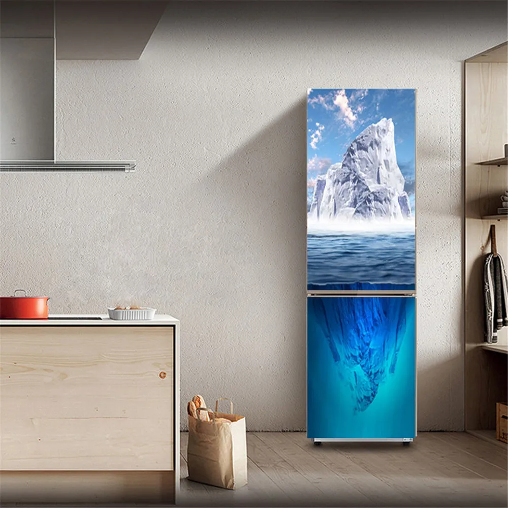 Peel And Stick Removable Viny Hallway Mural Decal for Refrigerator Covering,60x150cm/23.6x59 Castle Seascape 3D Fridge Wallpaper Stickers