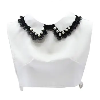 

Women Girls Sweet Doll Black Floral Lace Trim Lapel False Fake Collar Jewelry Im
