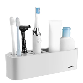 

TOPBATHY 1PC Multifunctional Toothbrush Holder Wall Mounted No Drilling Storage Organizer for Bathroom Home