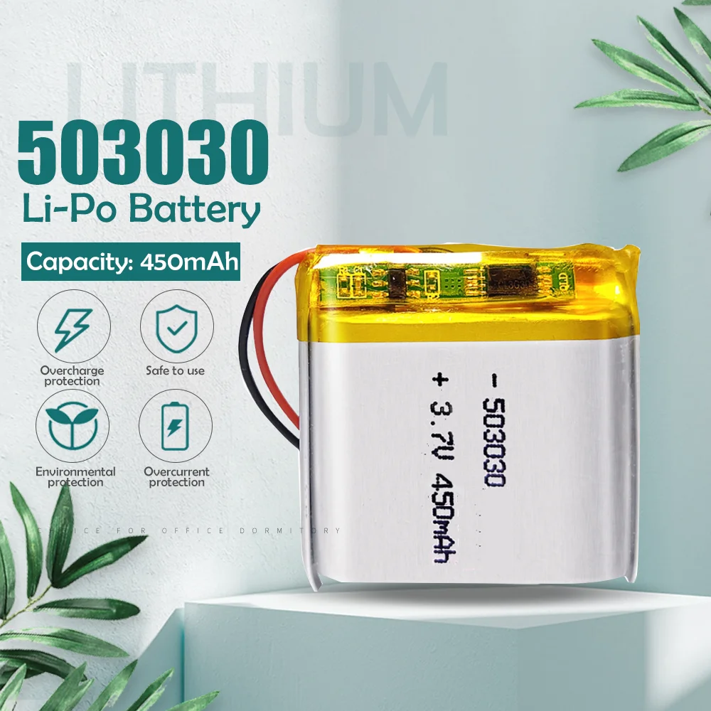 3.7V 450mAh 503030 lithium Polymer battery For MP3 MP4 GPS DVR Toy Smart Watch LED Light Bluetooth Headphone rechargerable cells |