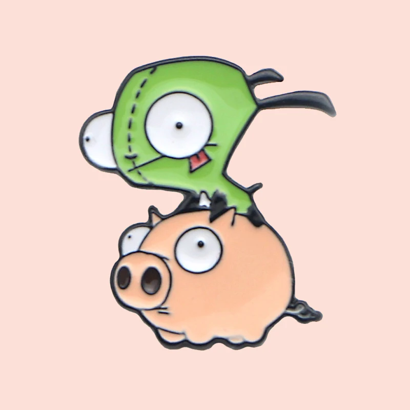 PC422 Eastknight 20pcs/lot Wholesale Alien Invader ZIM Lapel Pin Fashion Brooches Badges Denim Clothes Bag Pins | Украшения и
