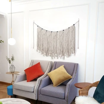 

Bohemian large Chic Macrame Woven Cotton Tapestry Handmade Wall Hanging Fabric Farmhouse Dorm Room Home Decoration Boho Art Deco