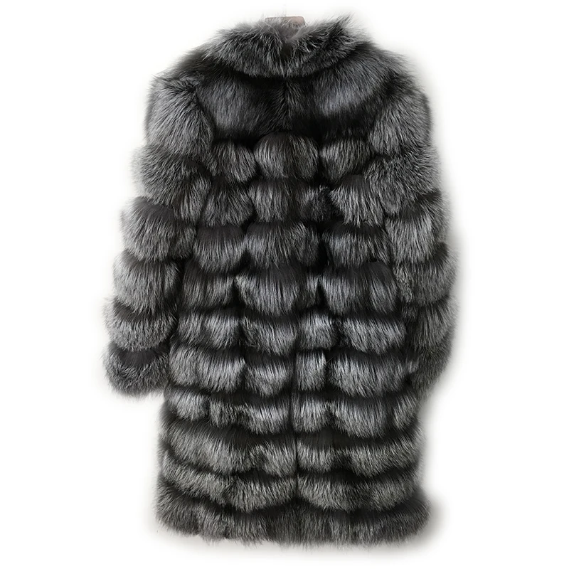 MLHXFUR, на заказ, 100 см, длинное, серебряное, с мехом лисы, широкое, Полосатое пальто, парка, русские меховые пальто, верхняя одежда для женщин, с воротником-стойкой, с капюшоном