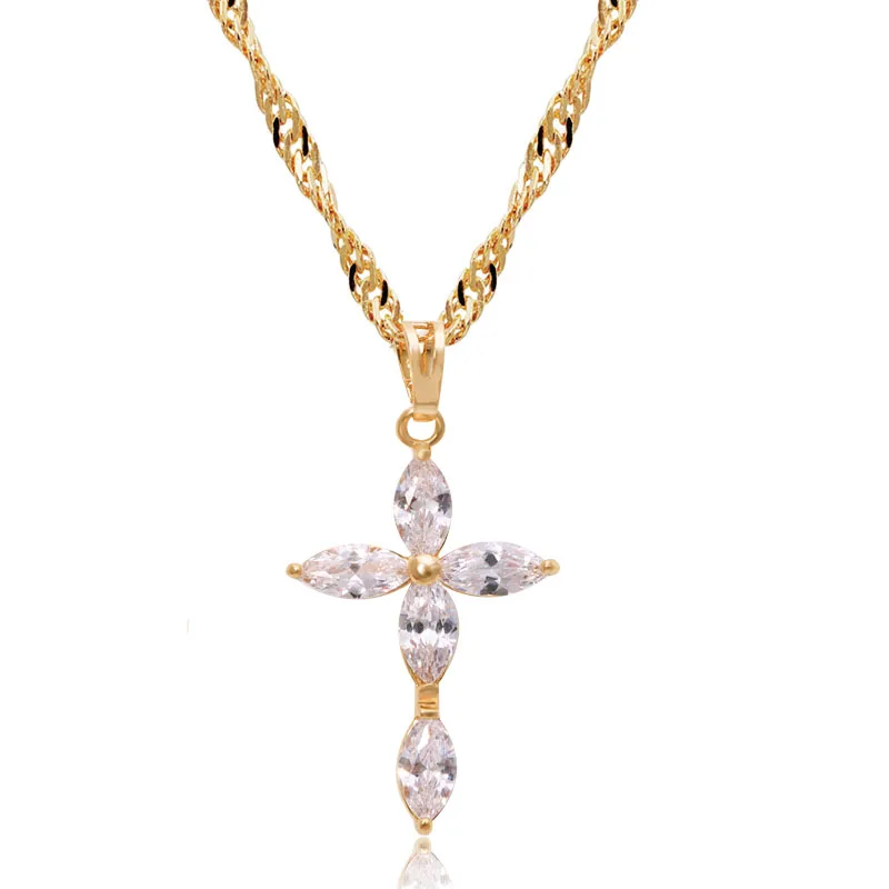 Подвеска MxGxFam Great Jesus Cross золотой цвет 18 k AAA + циркониевый камень Бесплатная цепь 45