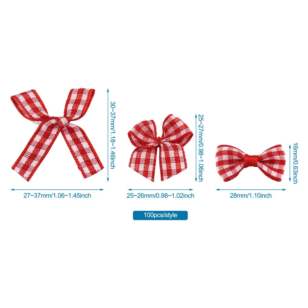 10 Red Gingham Bows - LunaLandSupply - High quality handmade supplies