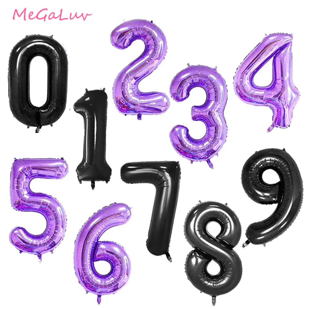 

1pc 40inch Large Purple Black Number Balloons Foil Digital Ballons 0-9 Birthday Party Decoration Kids Adults Helium Balloon