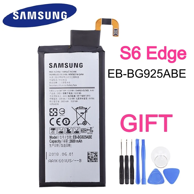 Оригинальная запасная батарея для Samsung GALAXY S6 Edge G9250 G925FQ G925F G925S S6Edge G925V G925A 2600
