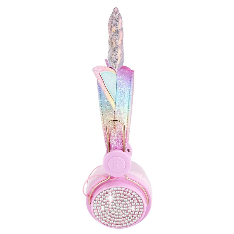 Funny Kids Headset Colorful Diamond Unicorn Girl Wired Headphones Music Stereo Phone Earphones Children Christmas Brithday Gifts