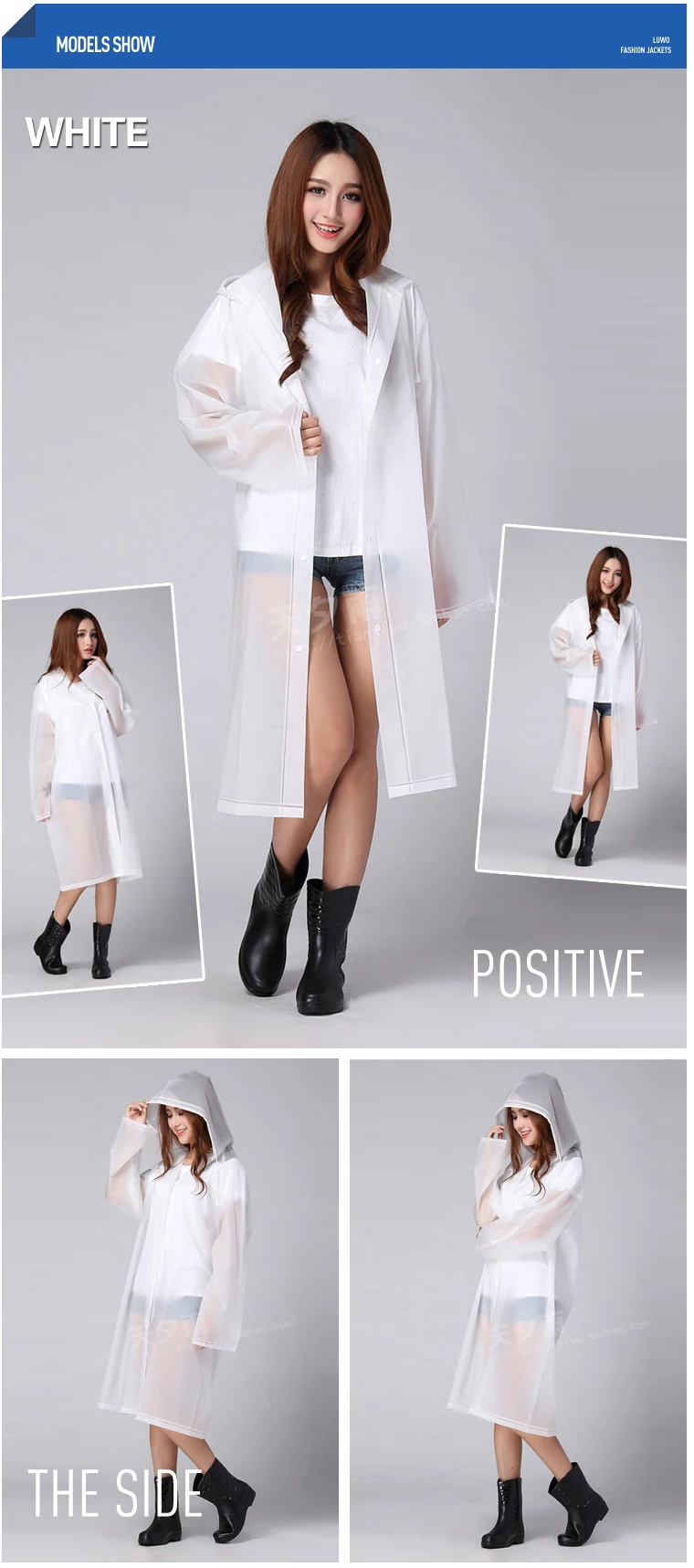 Women Transparent Portable Long Raincoats 17