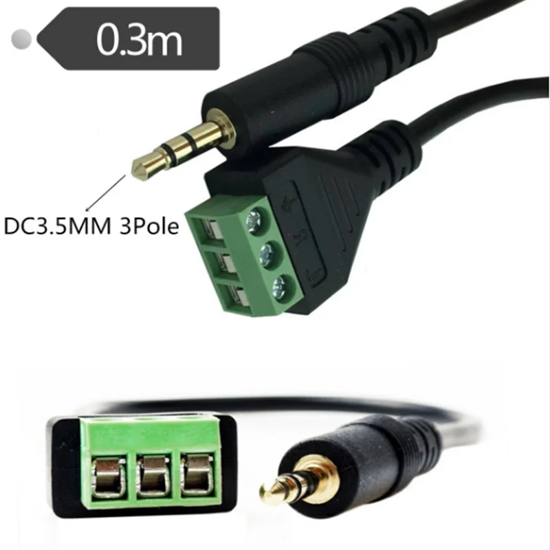 3.5mm Stereo Male to AV Screw Video Balun Terminal - 2/3/4-pole Options, 3.5 Audio Jack with 3-pin Male Terminal Block Plug Connector Description Image.This Product Can Be Found With The Tag Names Computer Cables Connecting, Computer Peripherals, PC Hardware Cables Adapters, Stereo