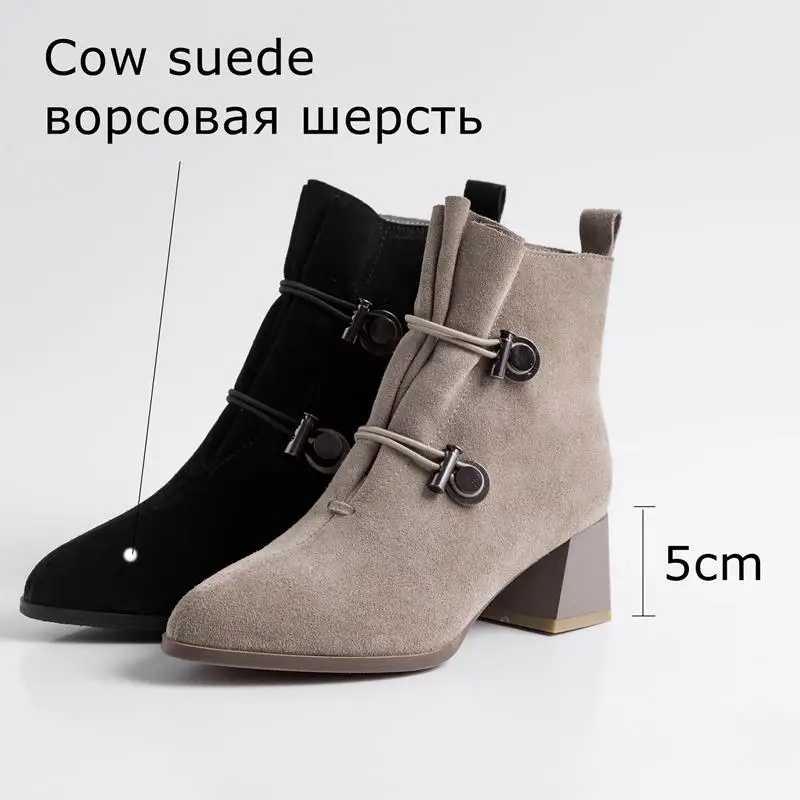 ALLBITEFO/женские ботинки из натуральной кожи с пряжкой; ботильоны в простом стиле; Новые Зимние удобные ботинки для отдыха для девочек
