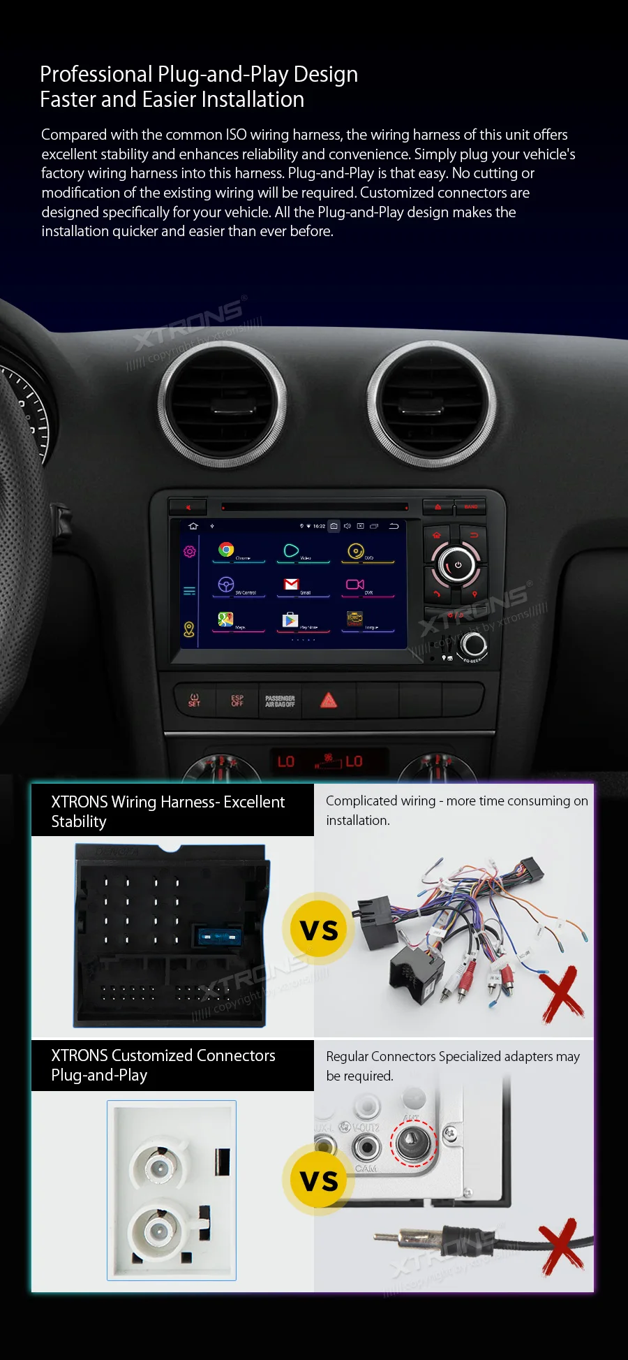 Clearance 7" Android 9.0 Car DVD Multimedia GPS Radio for Audi A3 2003-2012 & S3 2006-2012 & RS3 2011-2012 with Wi-Fi BT 4GB RAM 64GB ROM 9