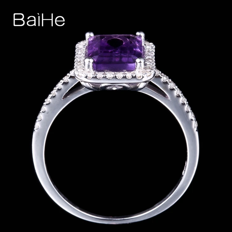 BAIHE Стерлинговое Серебро 925 1.9ct сертифицированное безупречное Изумрудное кольцо подлинное аметист юбилей женские модные ювелирные изделия кольцо
