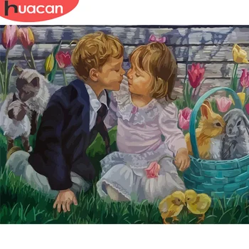 

HUACAN Oil Painting By Number Child Drawing On Canvas Gift DIY Pictures By Numbers Figure Kits Hand Painted Paintings Home Decor