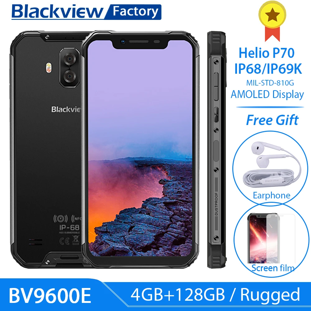 BLACKVIEW BV9600E 4 Гб + 128 ГБ 6,21 дюймов FHD + P70 Мобильный Телефон IP68 Face ID смартфон 16MP Беспроводная зарядка NFC Android 9,0 4G LTE|Смартфоны и мобильные телефоны|   | АлиЭкспресс