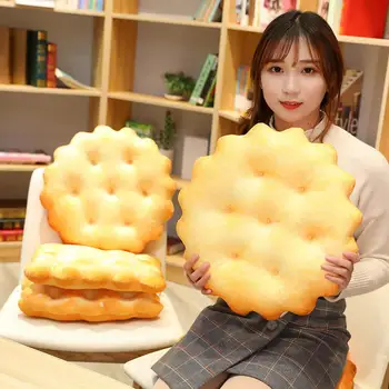 

Cute Biscuits Design Plush Throw Pillow Decorative Round Square Cookie Seat Pad Stuffed Cushions Toy For Couch Chair Floor