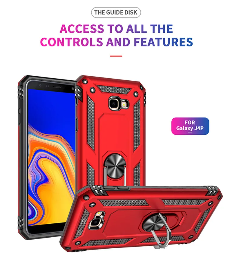 Чехол для Samsung J4 Core магнитный автомобильный держатель с кольцом-подставкой Galaxy Plus