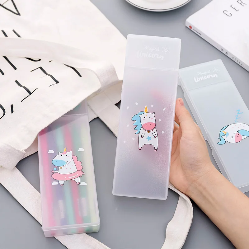 Корейский Творческий милый мультфильм Единорог матовая ручка коробка девушка сердце большой емкости студенческий пенал Чехол для письма