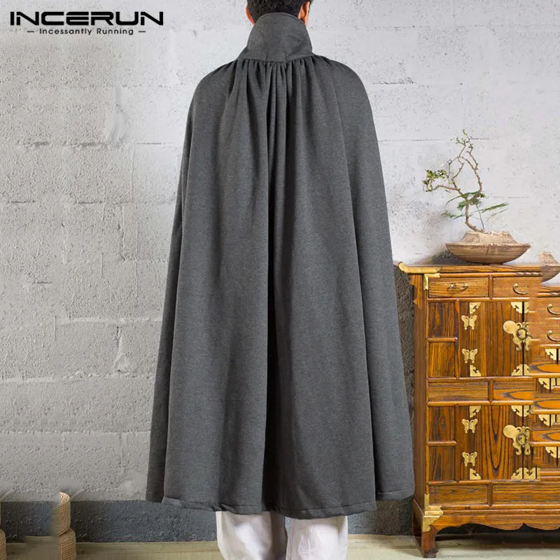 Loose Trench Cardigan INCERUN Men Solid Cloak Coats Winter Cape Ponchos Blanket Lapel Outerwear Mens Vinatge Topcoat Streetwear