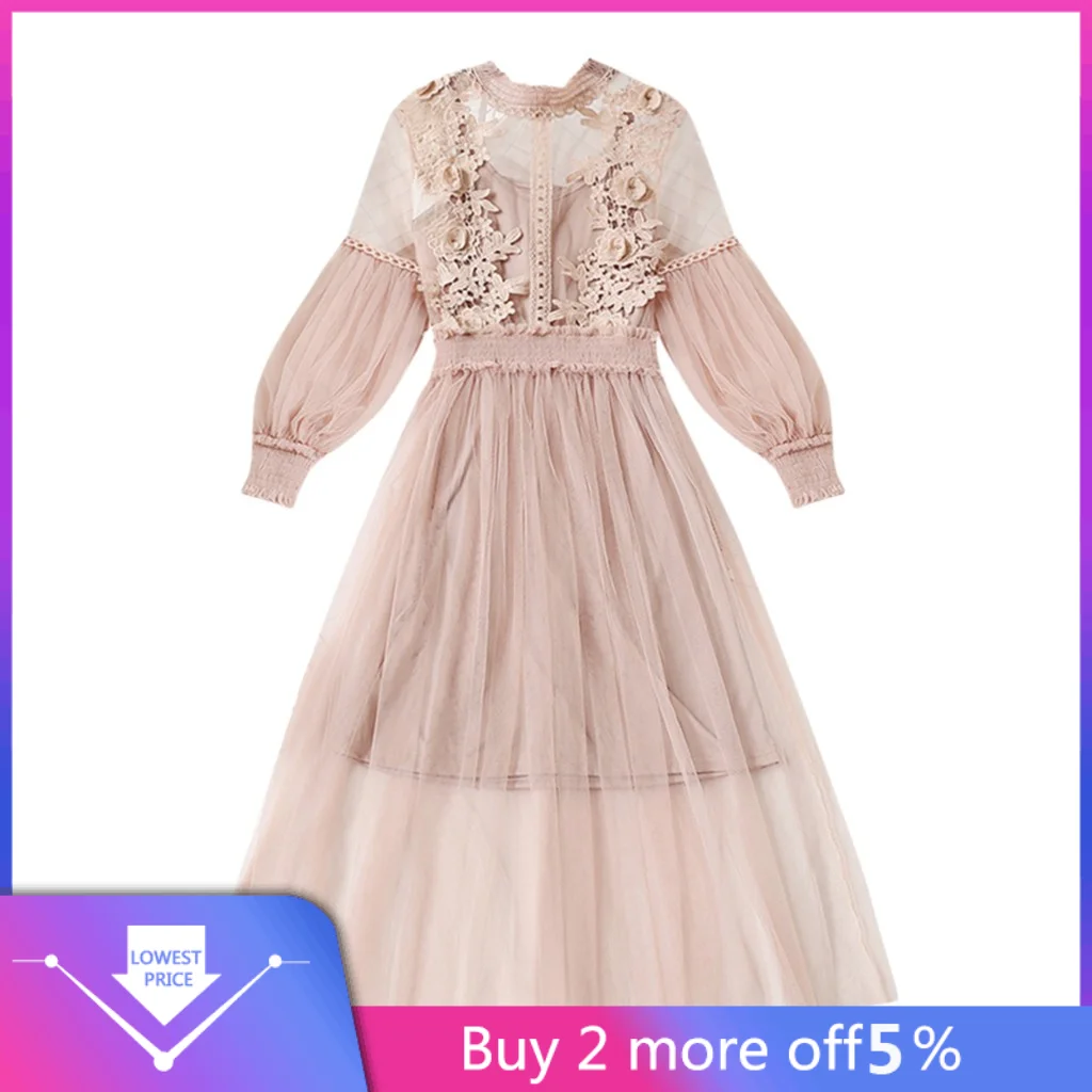 Осень зима 2019 женские модные платья с цветочной вышивкой рукав фонарик на