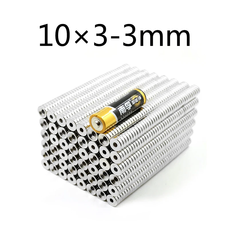 

Neodymium Magnet Powerful 30/60/90pcs 10x3 Hole 3mm N35 Magnetic Magnets 10x3-3 Ring Permanent Small Round Super Strong 10*3-3mm
