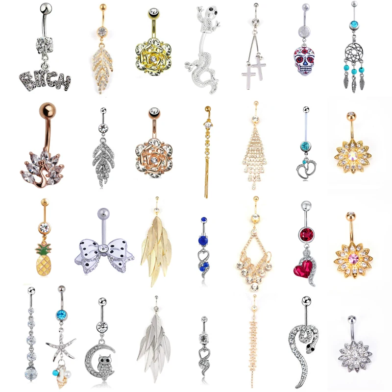 1Pcs  Fashion Women Girl Drop Body Piercing Dangle Navel Belly Button Bar Barbell Rings Jewelry