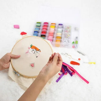 

2020 DIY Embroidering Tools Suit Wrapped With Thread Board Poked With Music 72 Color Cross Stitch Thread Embroidered Thread Box
