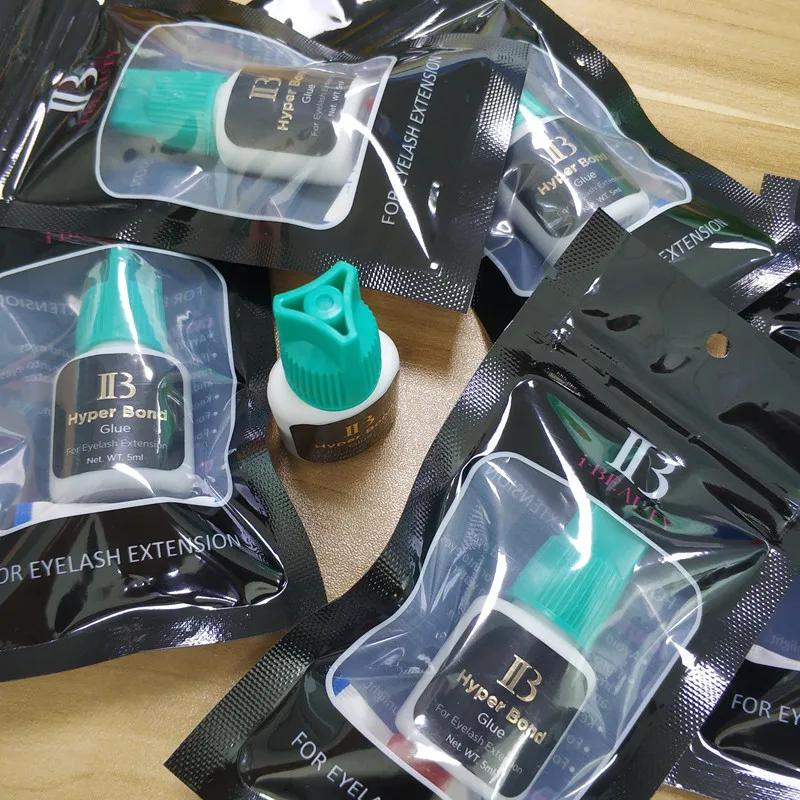 Eyelash Extension Glue Original Korea IB Ibeauty Hyper Bond 0.5s Glue Fast Drying lashes Glue Cyan Cap 5ml False lash glue tools 6